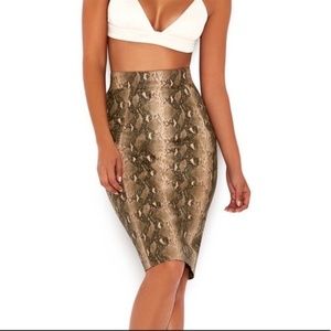 Mistress Rocks Vegan Leather Snakeskin Pencil Skirt